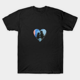 Heart shaped bird couple watercolor design T-Shirt